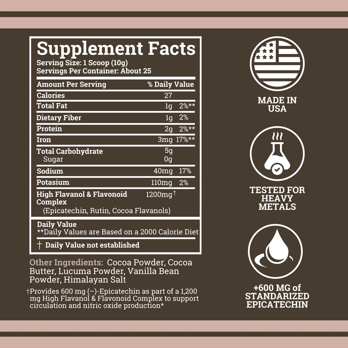 Supercharged Cocoa Flavanols + Flavonoids 1200MG 0 SUGAR & ONLY 27 CALORIES