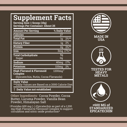 Supercharged Cocoa Flavanols + Flavonoids 1200MG 0 SUGAR & ONLY 27 CALORIES